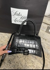 Balenciaga Hourglass Silver Hardware Crossbody Small Black Leather for sale  online | eBay