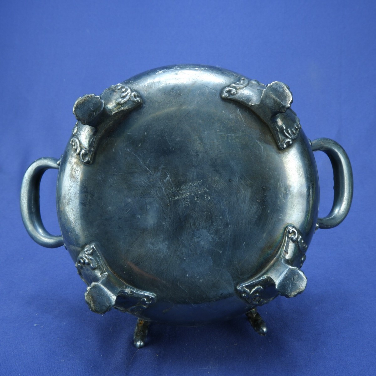 バタークーラー M.Benedict USA / QUADRUPLE PLATE Antique Benedict Quadruple Plate Butter Cooler Bowl w/ Spoon