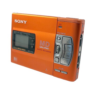 Sony MZ-R50 MiniDisc Recorder Orange - Tested Working w/ Issues