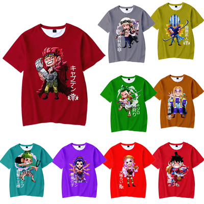 Anime ONE PIECE Cartoon T-Shirt Manga Short Sleeve Tee T-Shirts Cosplay