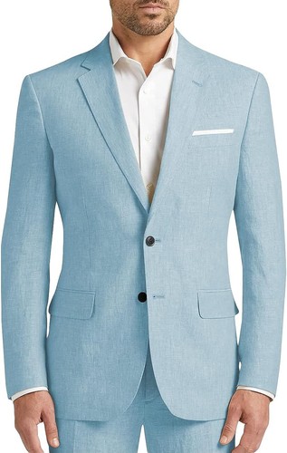 Mens 2 Piece Linen Suit Summer Groomsmen Wedding Tuxedo Blazer+Pants 42r 44r 46r - Picture 9 of 19