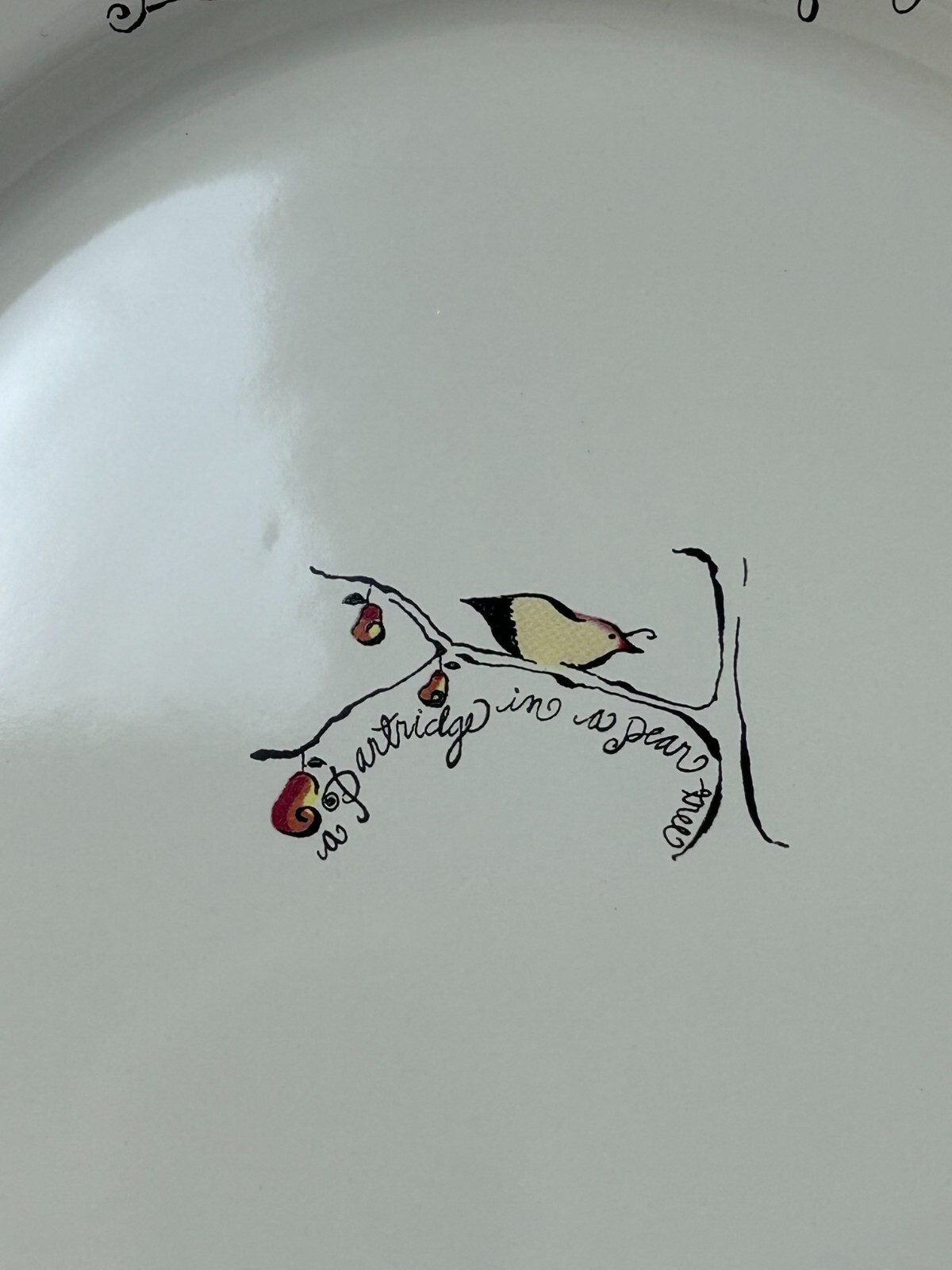 2 Rosanna Twelve Days of Christmas  Dinner Plates Holiday Retro 11" Gold Rim EUC