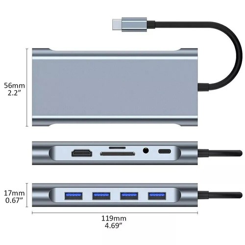 11 in 1 Multiport USB-C Hub Type C To USB 3.0 4K HDMI PD Adapter For Macbook - Picture 13 of 16