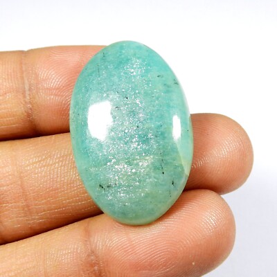 Natural Sparkle Green Amazonite Cabochon Oval Shape Gemstone Loose 36 Cts #10194