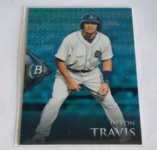 2014 Bowman Platinum Devon Travis Japanfractor Prospect Parallel #'d 7/35
