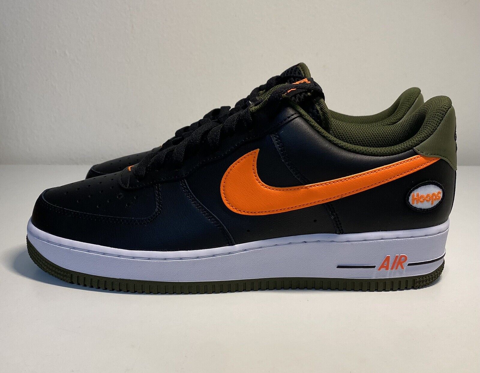 Nike Air Force 1 Low 07 Hoops Pack Black Rough Green Orange DH7440-001 sz  10 Men