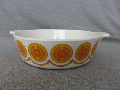 Vintage  Pyroflam Electro Orange Print Casserole Dish 1 Liter Netherlands