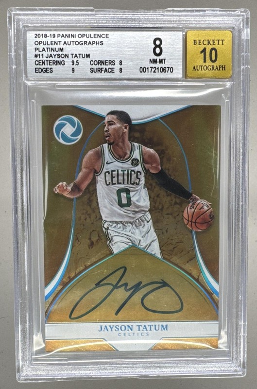 Jayson Tatum 2018 Panini Opulence #OA-JTT Platinum Opulent Auto 1/1 BGS 8/10