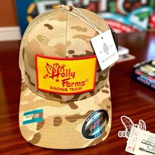 Holly Farms Racing Vintage NASCAR YuPoong Flexfit Multicam Camo Trucker Hat