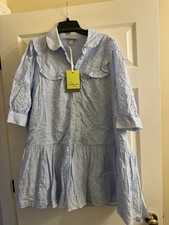 New Sandy Liang x Target Gingham Shirtdress Dress Blue Pockets XL