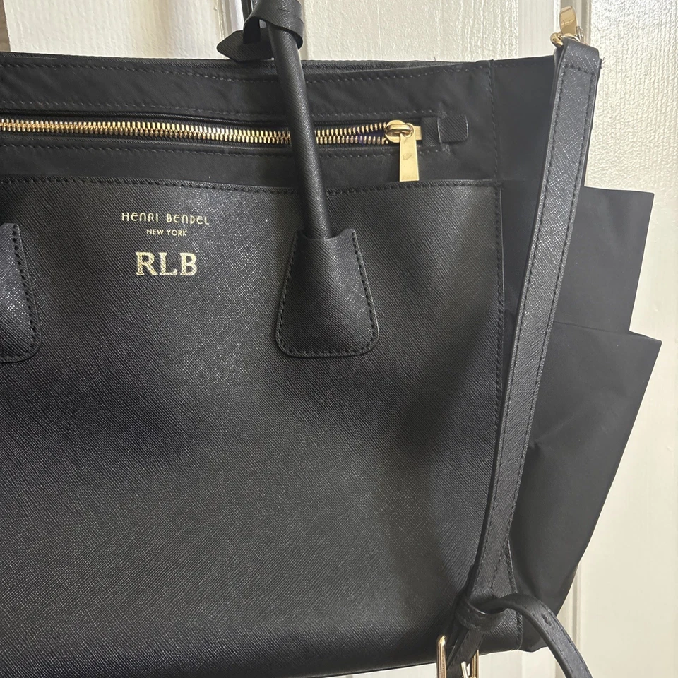 Bolso de Pañales Henri Bendel West 57th Bebé Negro Bolso de Mano Cartera con Forro Púrpura Nueva York Foto 4 de 4