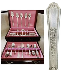 1847 Rogers Bros  Antique Silver Plate 1924 Ancestral 83-Pc Flatware Set For 12