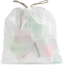 18 Gallon 2.0 MIL White Drawstring Trash Bags - 25" X 28" - Pack of 50 - for Hom
