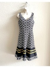 NINE WEST Japanese Wave Fit & Flare Sleeveless Aline Dress Cotton Blue Women’s 4