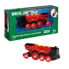 World Mighty Red Action Locomotive - Battery-operated Toy Train for Wooden Tr...