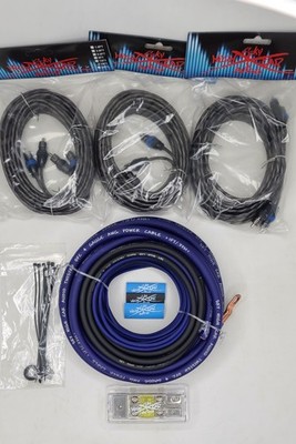 Sky High Car Audio Dual Amp Kit 4 gauge to Dual 8 Gauge OFC BLUE Car Audio