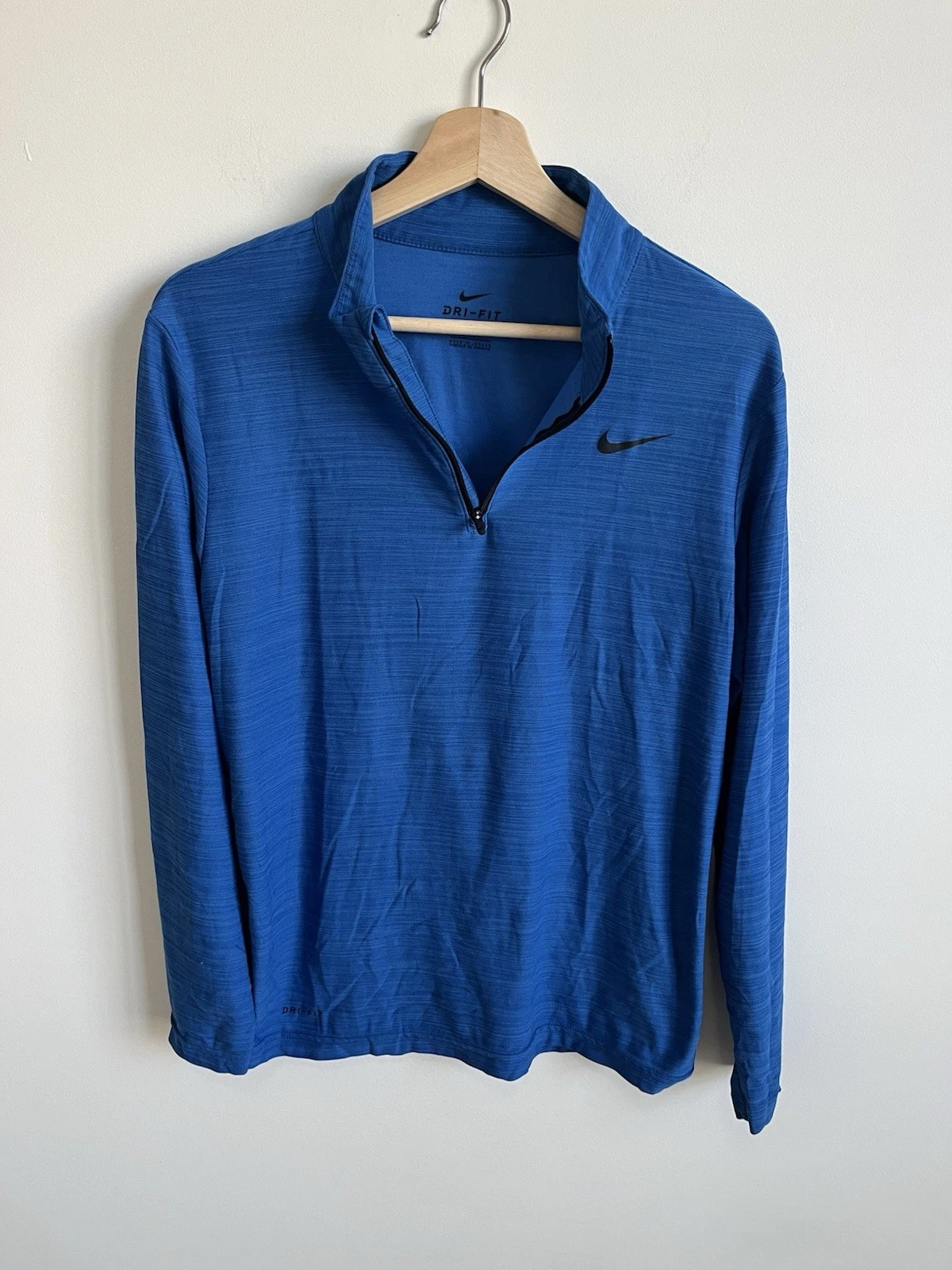 Nike Blue 1/4 Zip Dri Fit Mens Small Pullover Long Sleeve Running Gym