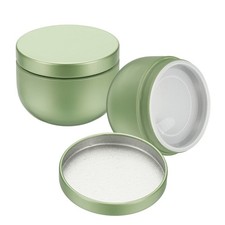 2pcs Round Tin Can 1.73 Inch Metal Empty Storage Container with Lid Fruit Green