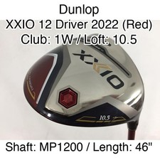 Dunlop XXIO 12 Driver 2022 (Red) 1W Driver 10.5 46" MP1200 Stiff Right-Handed