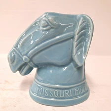 Vintage McCoy Missouri Mule Mug Blue Green Glaze USA Pottery Figural - AS IS