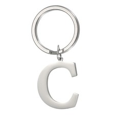 Initial Letter Keychain, Men Women A-Z Key Ring, Silver Letter C 