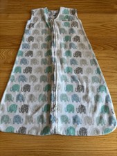 Halo Micro Fleece Sleep Sack Wearable Blanket Size M Blue Green Gray Elephants
