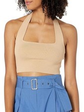 Beige Halter Square-Neck Crop Top - Neutral