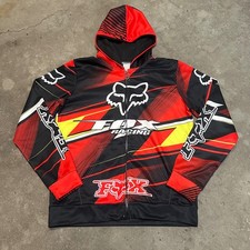 Fox Racing Full Zip Hoodie Mens Medium Red Black Graphic Motocross Performance