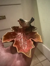 Creative Co-Op Bird Maple Leaf Trinket Dish Tray Candy Thanksgiving Fall
