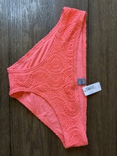 Aerie Bathing Suit Bottoms Lace Overlay Size Medium NWT Coral Color
