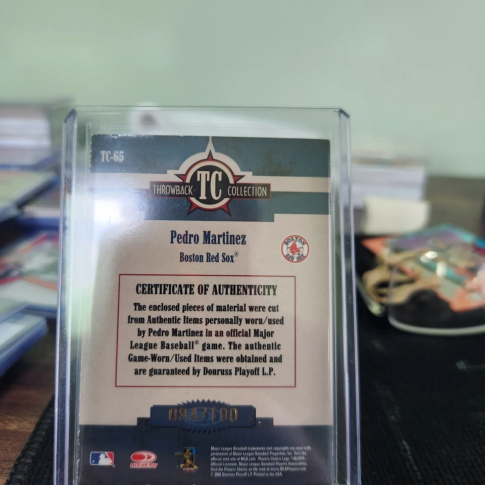 PEDRO MARTINEZ DONRUSS JUEGO REAL USADO DUELOS PARCHE 48/100 Solo Foto 2 de 3