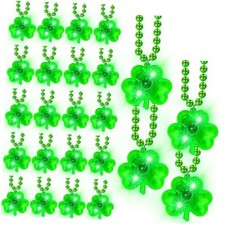 St. Patrick's Day Accessories, Light up St Patricks Day Green Beads with 24PCS