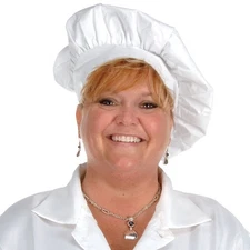White Fabric Chef Costume Hat Gourmet Cook Holiday Baker BBQ Doughboy Culinary