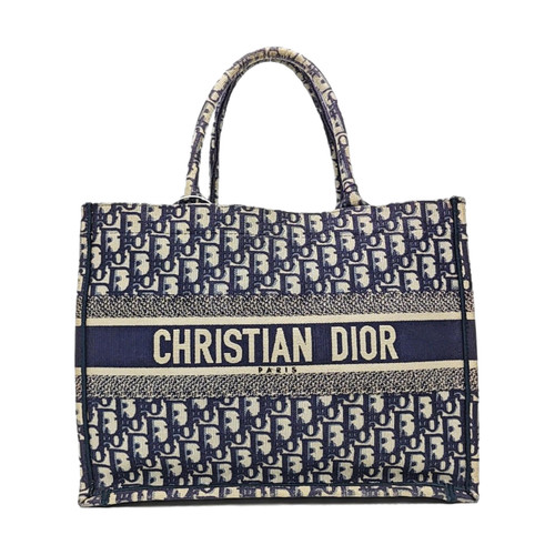 【Authentic】 DIOR Book Tote Blue Cloth Handbags (DDP)