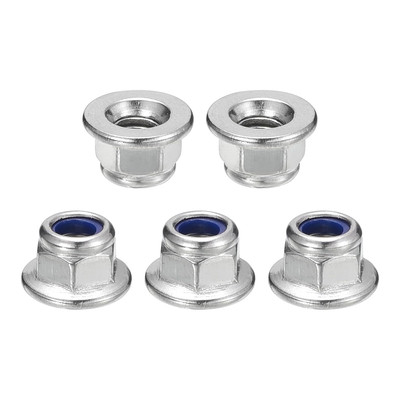M5X0.8Mm Flange Nylon Insert Lock Nuts, 30Pcs 304 Stainless Steel Hex Lock Nuts