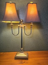 Gold  Black Metal Duel Light Bulb Table Lamp  25" Tall 