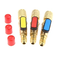 Air Conditioning Refrigerant Ball Valve Adapter, 1/4" 5/16" Brass HVAC A/C St...
