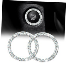 2 PCS Car Bling Rhinestone Engine Start Ring Decals, Sparkling Auto Start Ab
