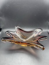 Vintage 60s MURANO Handblown Purple Tones Italian ART GLASS Bowl Dish heavy