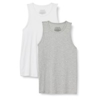 Herren Unterhemd 2Er-Pack Xl ÄRmellos Modal Mittelgrau Meliert Weiß