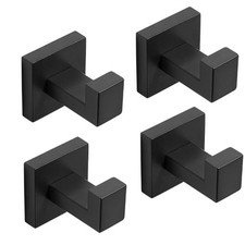 Towel Hooks Matte Black 4 Pack Robe Rack Black Modern Wall Mount