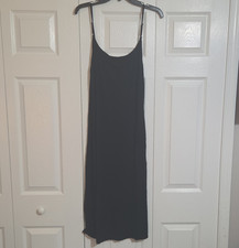 Women  s Black Full Slip, Size L, Solid Viscose/Spandex Slip with Strap Accents