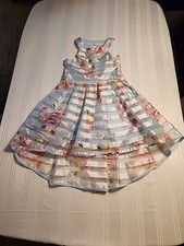 KNIT WORKS GIRLS BLUE FLORAL DRESS. SZ 4