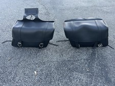 Saddlemen Black Leather Slant Motorcycle Saddlebags Throw Over