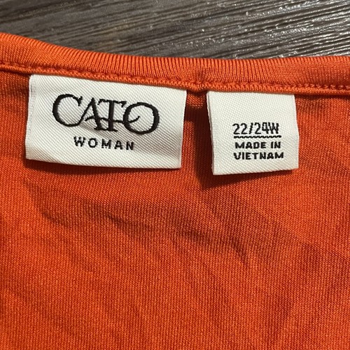 Y2K CATO WOMAN Sz 22/24W Orange Nylon Stretch Lace Trim Cami Top - Picture 5 of 8