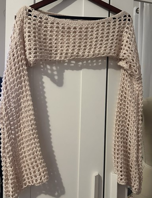 #ad Crochet Long Sleeve Crop Top Brand New Color Beige M $10.00