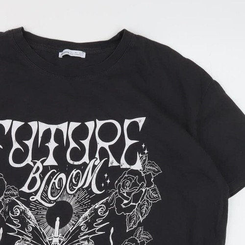 Camiseta Bershka Negra Gráfica Unisex Talla L Calce Relajado - Imagen 4 de 12