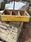 VINTAGE WOODEN SODA CRATE COCA COLA COKE BOX YELLOW & RED / Savannah Tenn 5/69