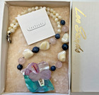 Lee Sands Necklace Mother Pearl Inlaid Abalone Rose Quartz Original Box  NOS #2 — photo 1