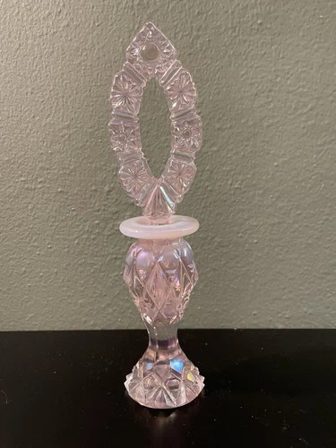 Fenton Pink Opalescent Carnival Glass Perfume Bottle